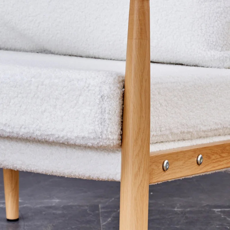 White 28.74 Upholstered Arm Chair with Metal Frame