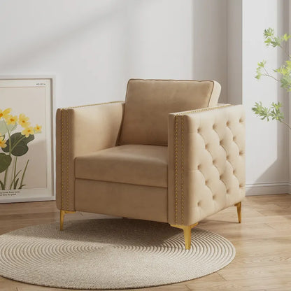 Khaki 35.4 Button Tufted Arm Chair