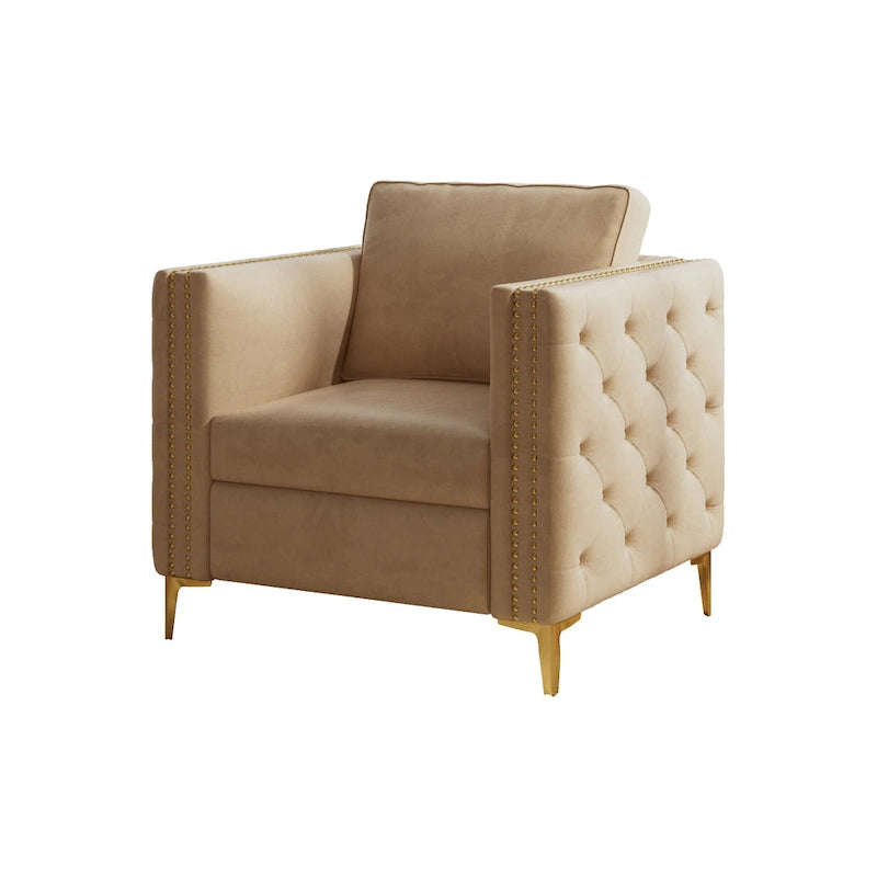 Khaki 35.4 Button Tufted Arm Chair
