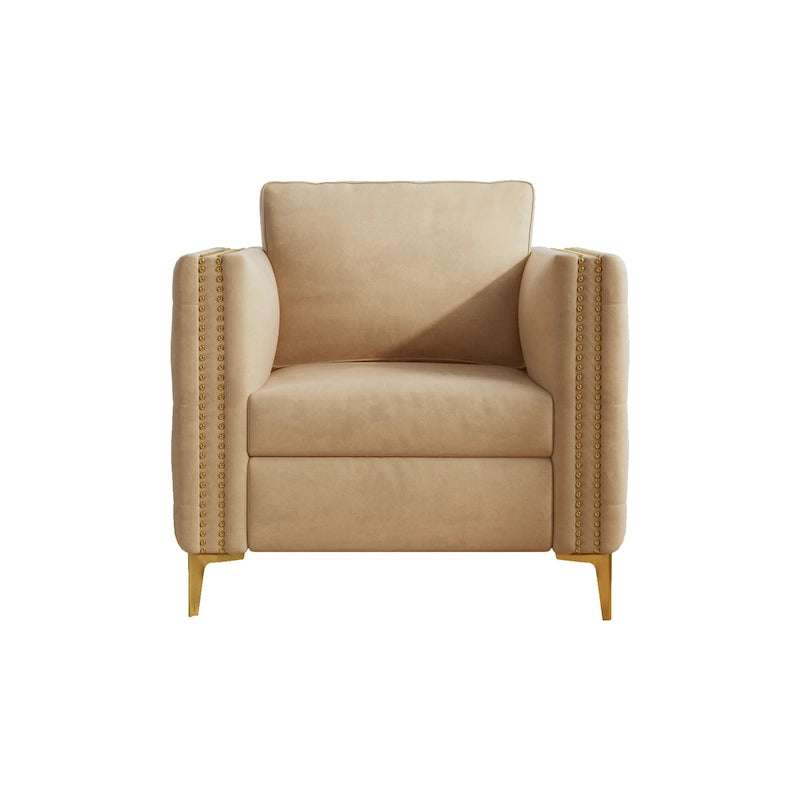 Khaki 35.4 Button Tufted Arm Chair