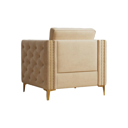 Khaki 35.4 Button Tufted Arm Chair