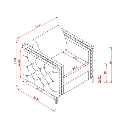 Khaki 35.4 Button Tufted Arm Chair