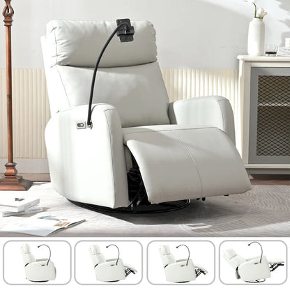 Electric Power Recliner Chair with 270 Swivel, USB Ports and Adjustable Footrest for Living Room & Nursery