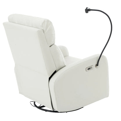 Electric Power Recliner Chair with 270 Swivel, USB Ports and Adjustable Footrest for Living Room & Nursery