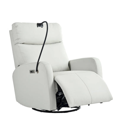 Electric Power Recliner Chair with 270 Swivel, USB Ports and Adjustable Footrest for Living Room & Nursery