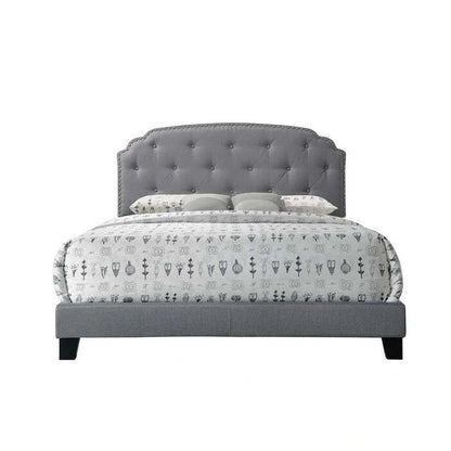 Queen Bed with Nailhead Trim Headboard