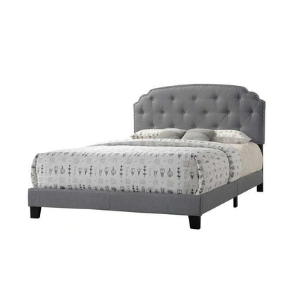 Queen Bed with Nailhead Trim Headboard