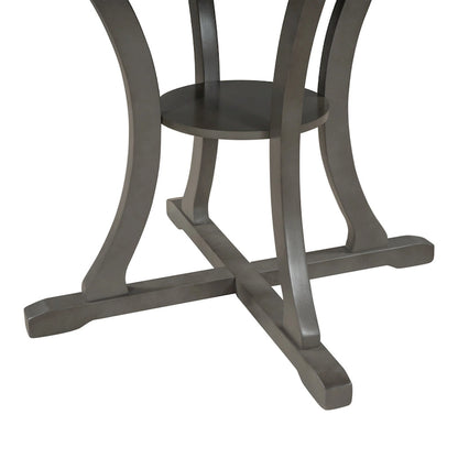 Retro 5-Piece Wooden Dining Table Set with 4 Chairs & Round Table