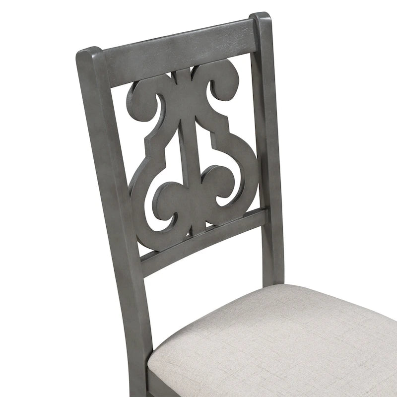 Retro 5-Piece Wooden Dining Table Set with 4 Chairs & Round Table