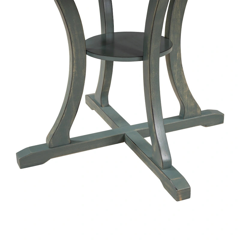 Retro 5-Piece Wooden Dining Table Set with 4 Chairs & Round Table