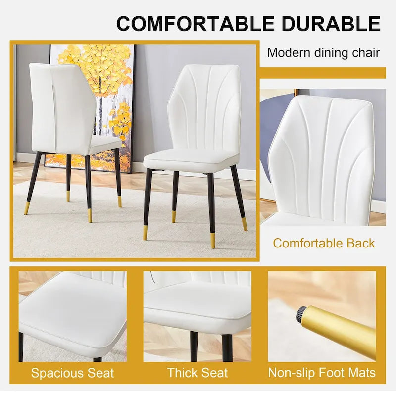 Modern Style 5-Piece Dining Set with Rectangular Table and 4 Widened Backrest Dining Chairs