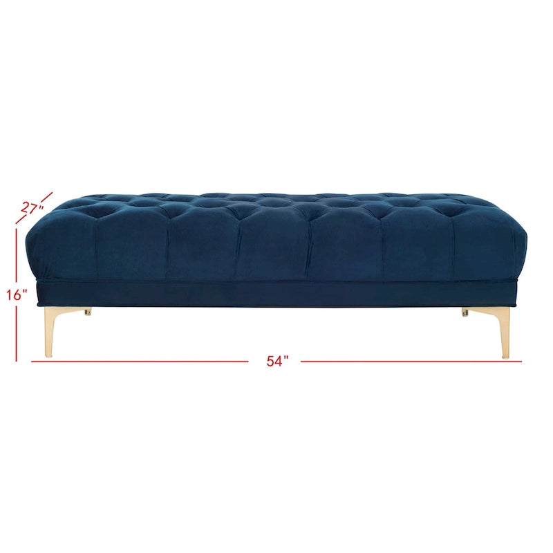 SAFAVIEH Rennie Navy/ Brass Tufted Rectangular Bench - 54 x 27 x 16 - 54Wx27Dx16H