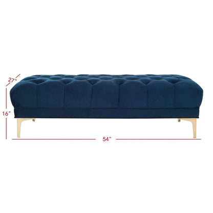 SAFAVIEH Rennie Navy/ Brass Tufted Rectangular Bench - 54 x 27 x 16 - 54Wx27Dx16H