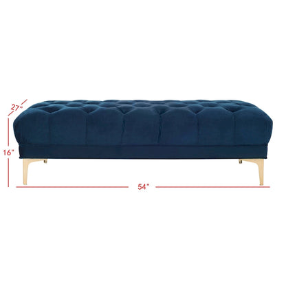 SAFAVIEH Rennie Navy/ Brass Tufted Rectangular Bench - 54 x 27 x 16 - 54Wx27Dx16H