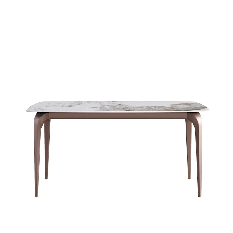 Modern Slate Dining Table, Pandora Pattern Design Sintered Stone Top and Metal Legs.