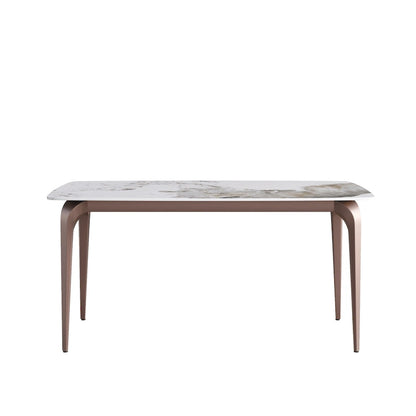 Modern Slate Dining Table, Pandora Pattern Design Sintered Stone Top and Metal Legs.