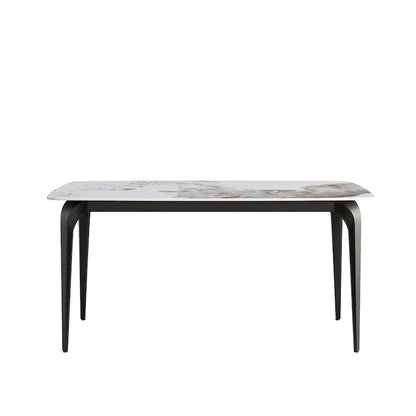 Modern Slate Dining Table, Pandora Pattern Design Sintered Stone Top and Metal Legs.