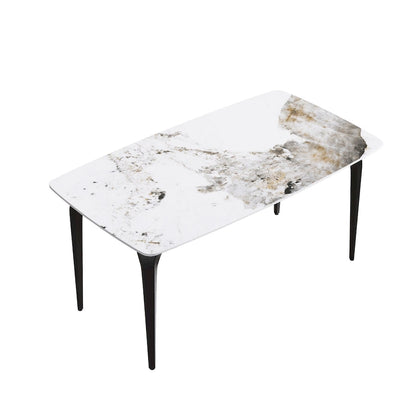 Modern Slate Dining Table, Pandora Pattern Design Sintered Stone Top and Metal Legs.