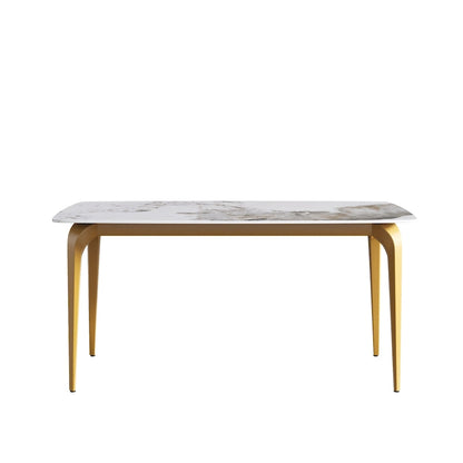 Modern Slate Dining Table, Pandora Pattern Design Sintered Stone Top and Metal Legs.