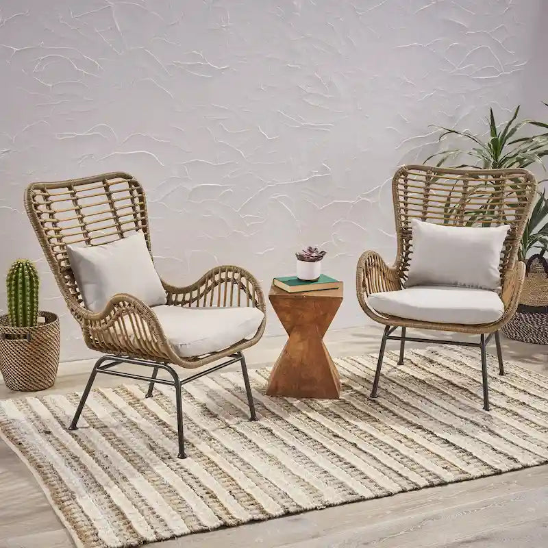 Montana Indoor Wicker Club Chairs with Cushions (Set of 2) by Christopher Knight Home