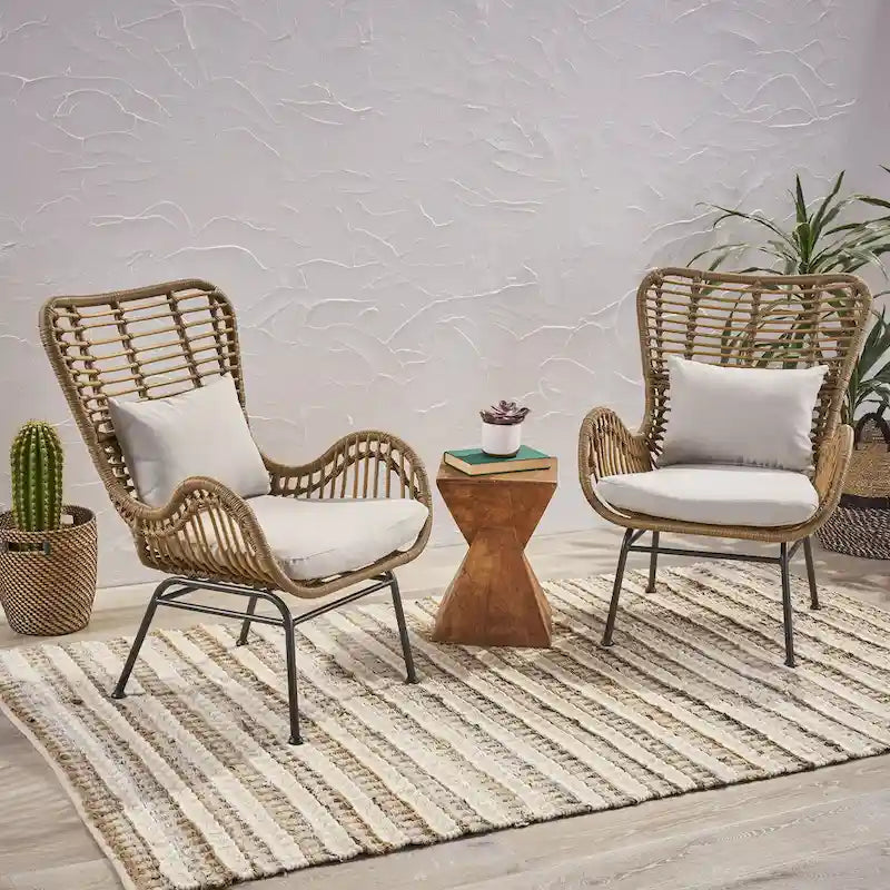 Montana Indoor Wicker Club Chairs with Cushions (Set of 2) by Christopher Knight Home