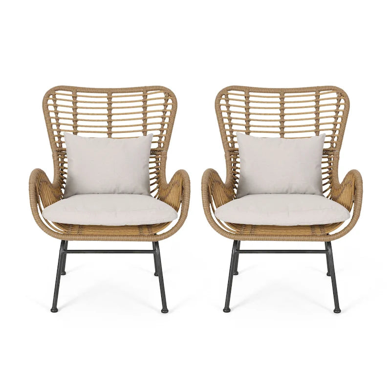 Montana Indoor Wicker Club Chairs with Cushions (Set of 2) by Christopher Knight Home