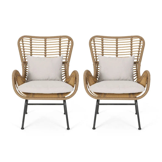 Montana Indoor Wicker Club Chairs with Cushions (Set of 2) by Christopher Knight Home