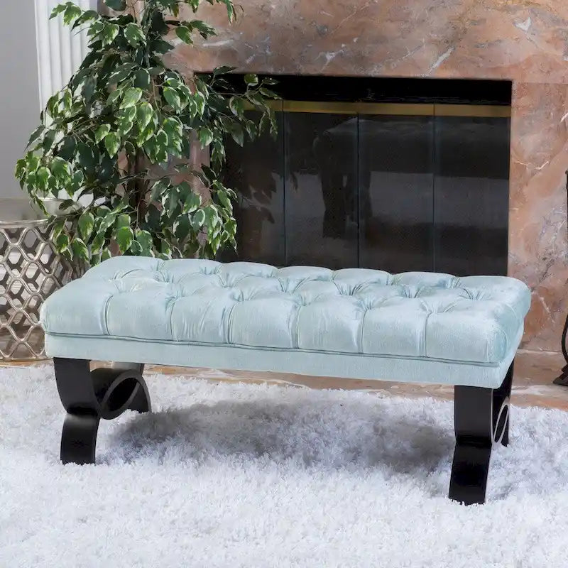 Scarlette Tufted Velvet Ottoman Bench by Christopher Knight Home
