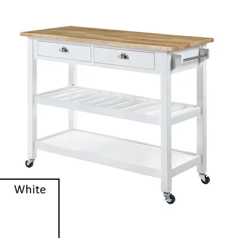 Convenience Concepts American Heritage 3 Tier Butcher Block Kitchen Cart with Drawers