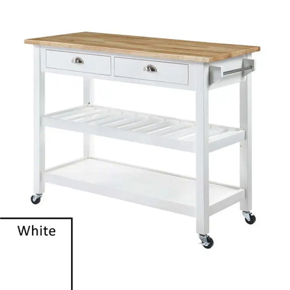 Convenience Concepts American Heritage 3 Tier Butcher Block Kitchen Cart with Drawers