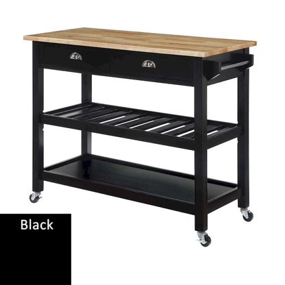 Convenience Concepts American Heritage 3 Tier Butcher Block Kitchen Cart with Drawers