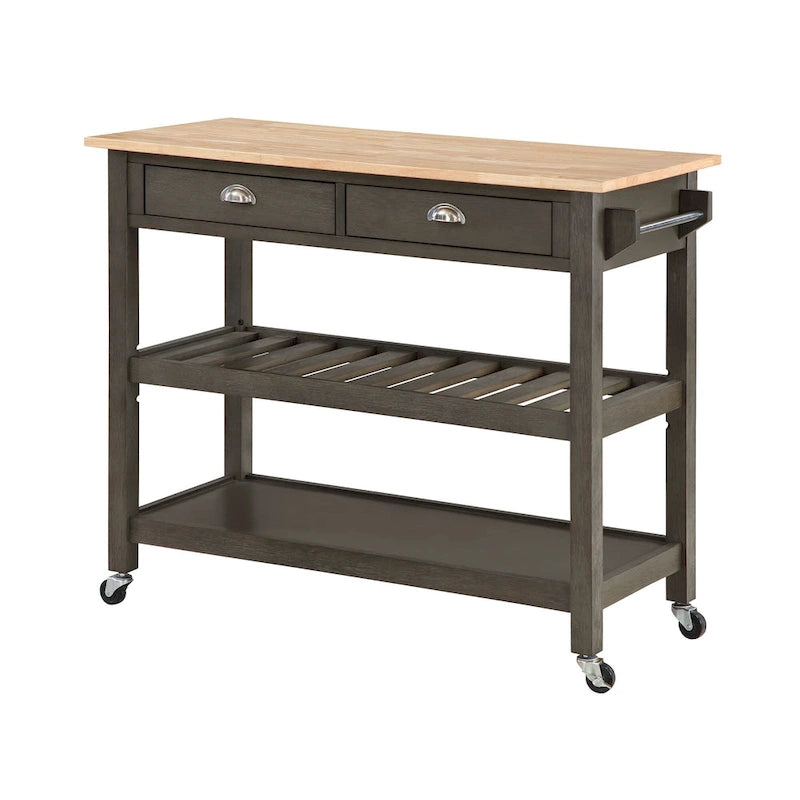 Convenience Concepts American Heritage 3 Tier Butcher Block Kitchen Cart with Drawers