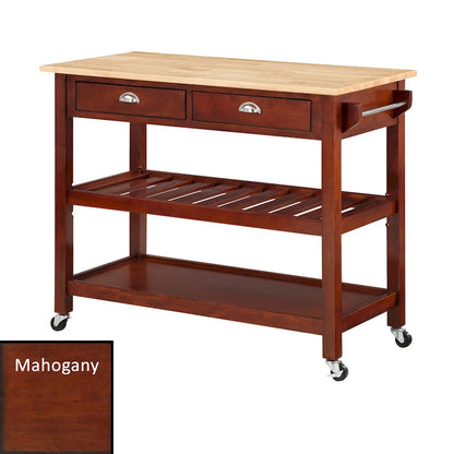 Convenience Concepts American Heritage 3 Tier Butcher Block Kitchen Cart with Drawers