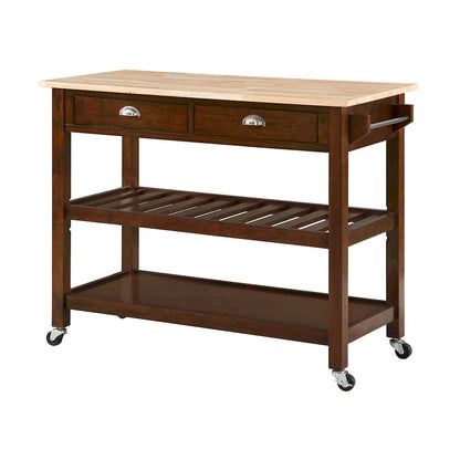 Convenience Concepts American Heritage 3 Tier Butcher Block Kitchen Cart with Drawers