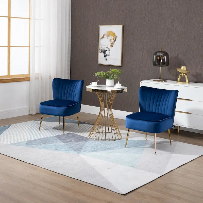 Velvet Upholstered Accent Side Chairs(Set of 2)