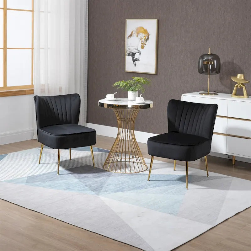 Velvet Upholstered Accent Side Chairs(Set of 2)