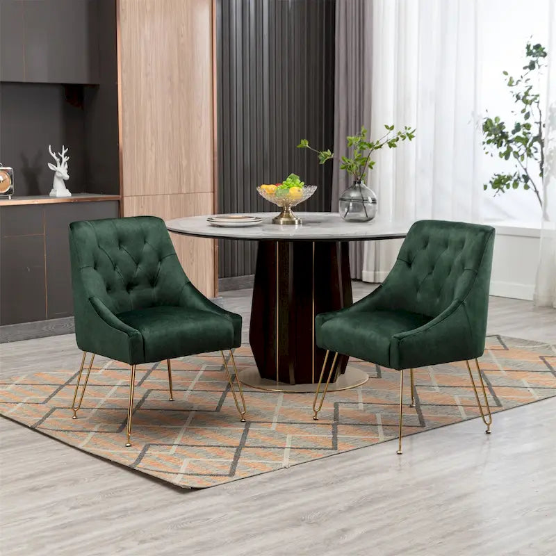 Velvet Upholstered Accent Side Chairs(Set of 2)