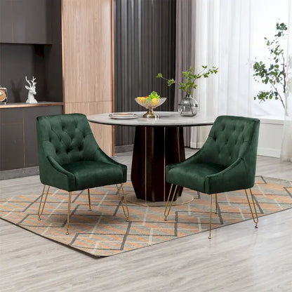 Velvet Upholstered Accent Side Chairs(Set of 2)