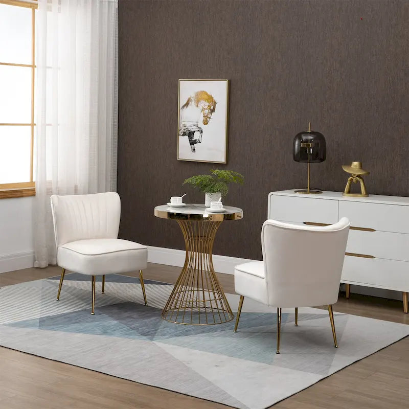 Velvet Upholstered Accent Side Chairs(Set of 2)