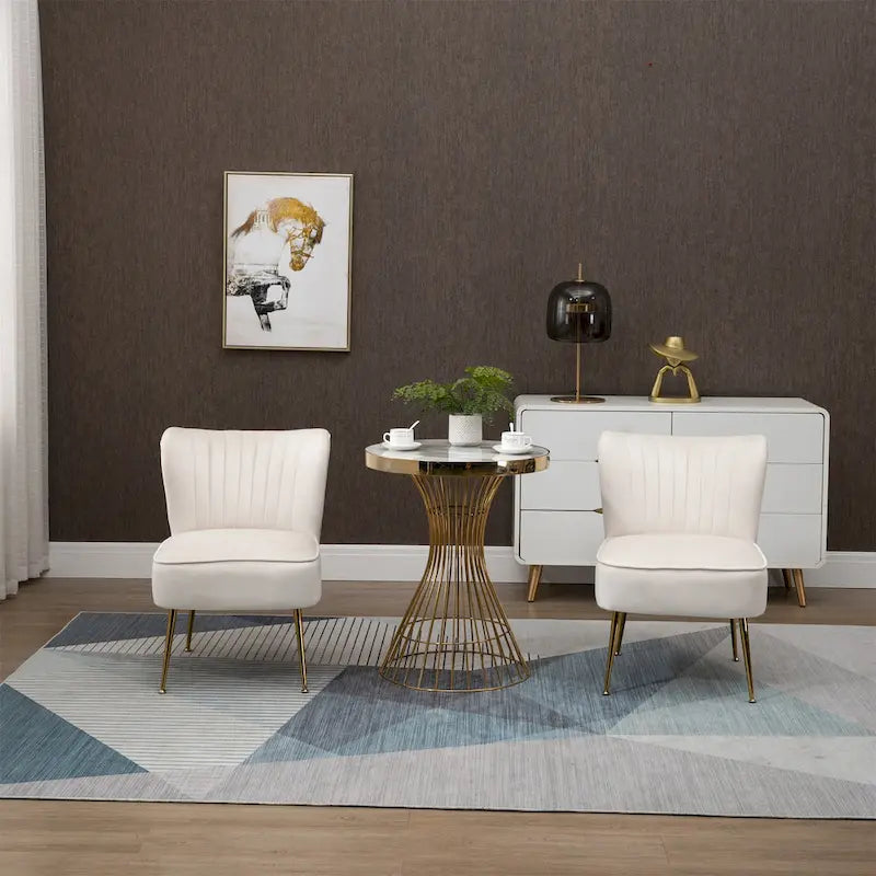 Velvet Upholstered Accent Side Chairs(Set of 2)