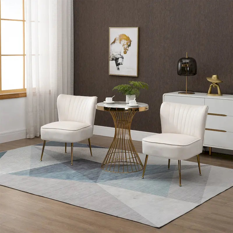 Velvet Upholstered Accent Side Chairs(Set of 2)