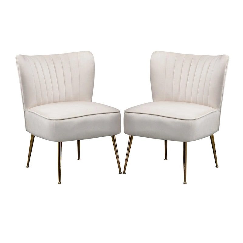 Velvet Upholstered Accent Side Chairs(Set of 2)