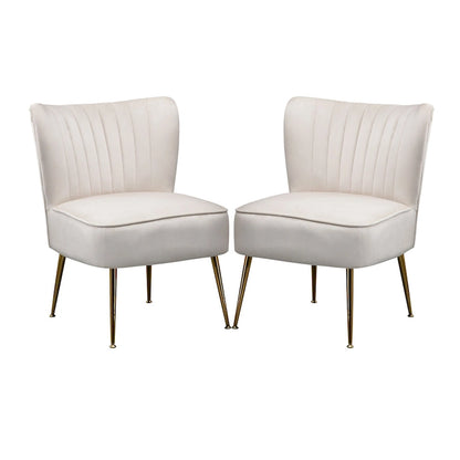 Velvet Upholstered Accent Side Chairs(Set of 2)