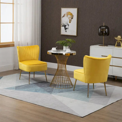 Velvet Upholstered Accent Side Chairs(Set of 2)