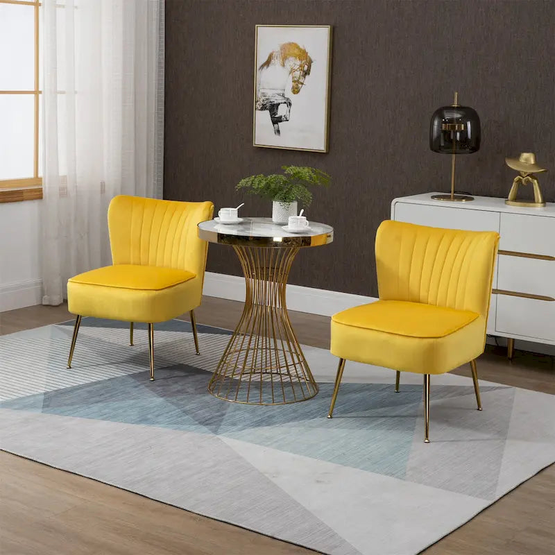 Velvet Upholstered Accent Side Chairs(Set of 2)