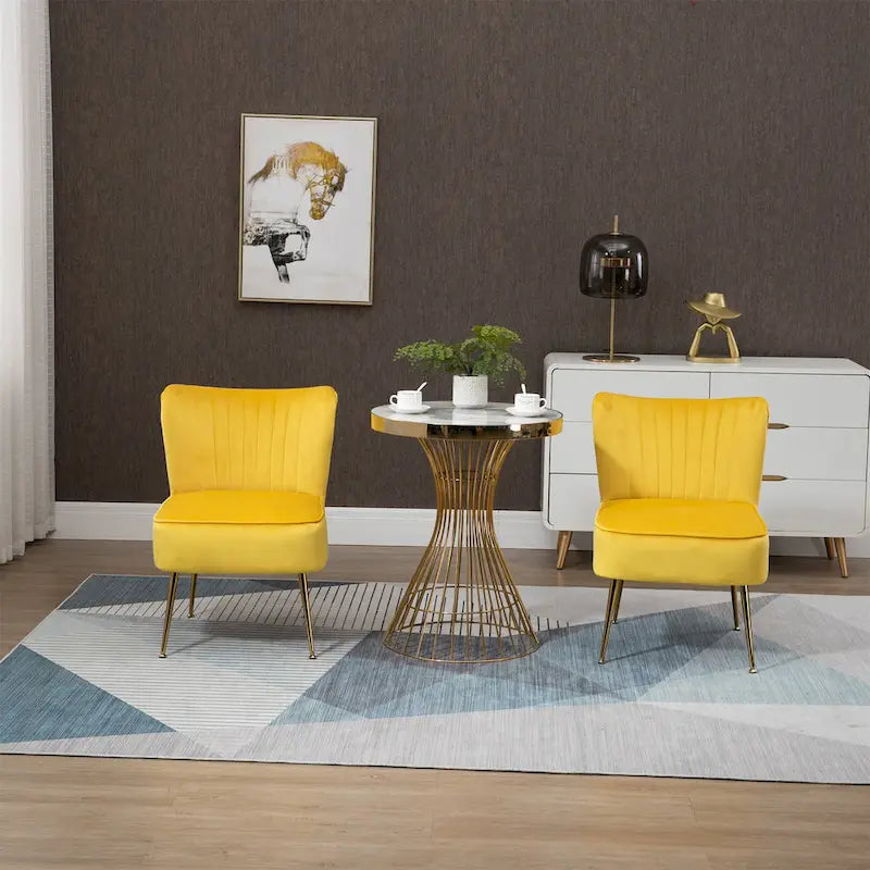 Velvet Upholstered Accent Side Chairs(Set of 2)