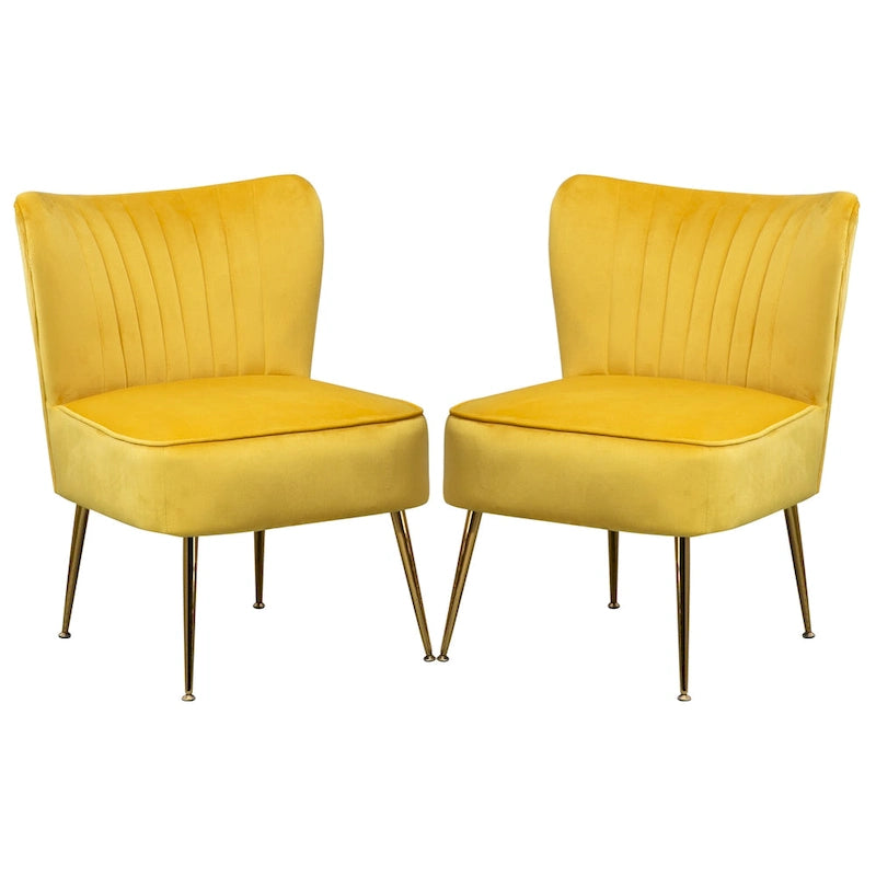Velvet Upholstered Accent Side Chairs(Set of 2)