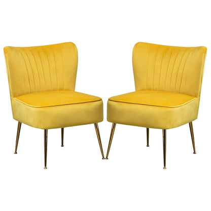 Velvet Upholstered Accent Side Chairs(Set of 2)