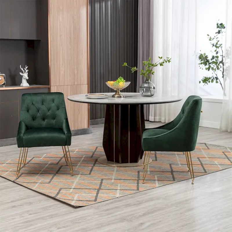 Velvet Upholstered Accent Side Chairs(Set of 2)