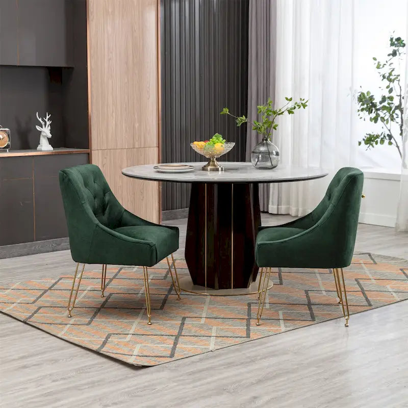 Velvet Upholstered Accent Side Chairs(Set of 2)